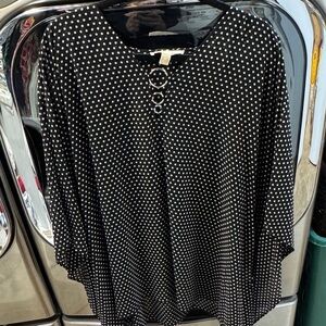 Polka Dot Black Women's Top Michael kors poncho sheer 3x ring top